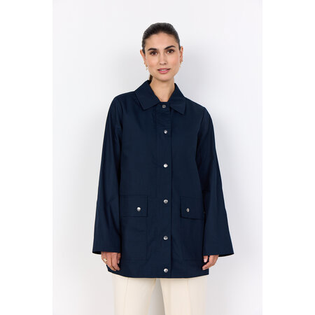 Ladies Woven Jacket Navy Buttons
