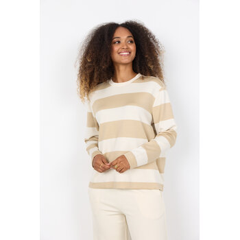 Ladies Sweater Sand Combi Striped