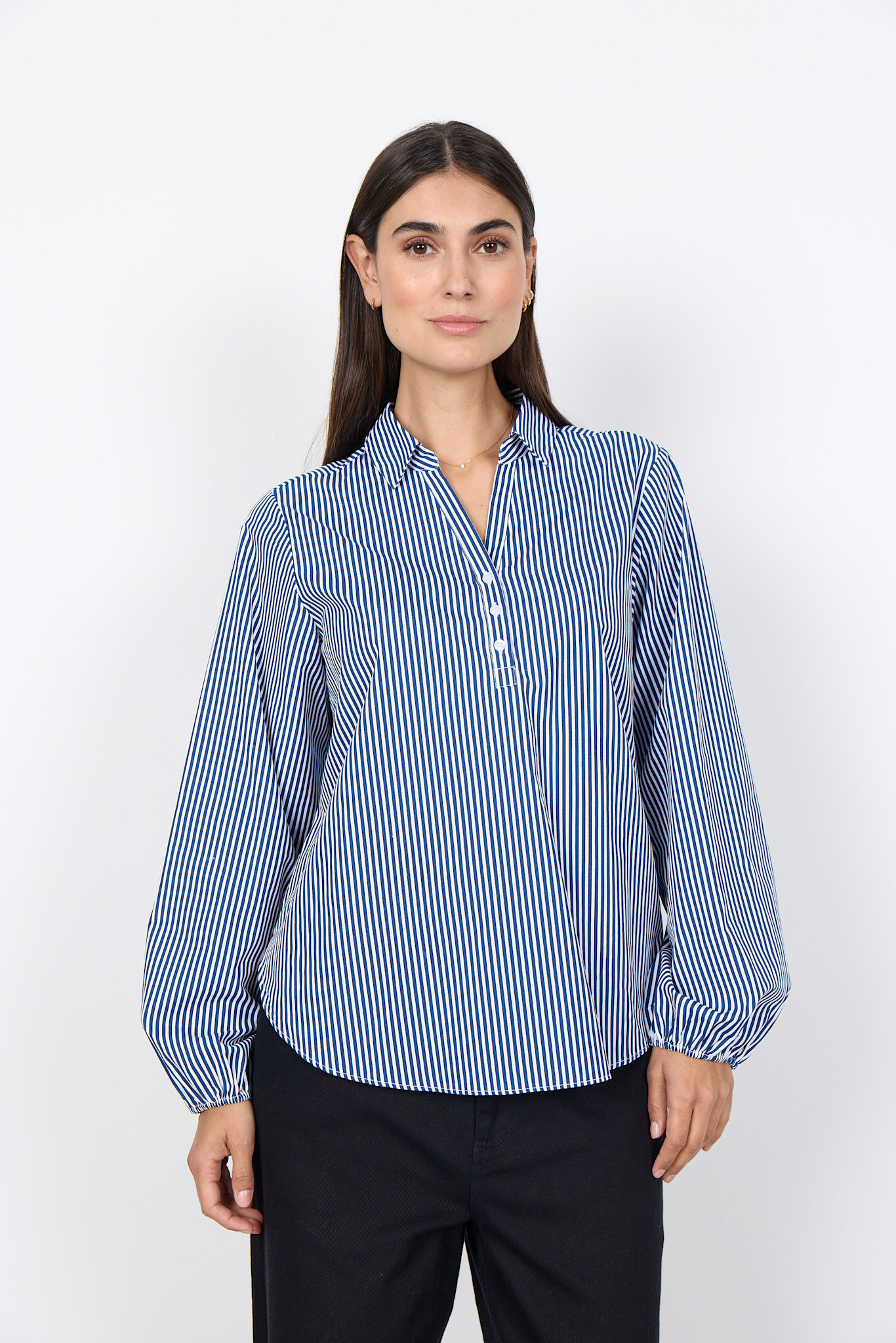 Ladies Woven Blouse Navy Combi