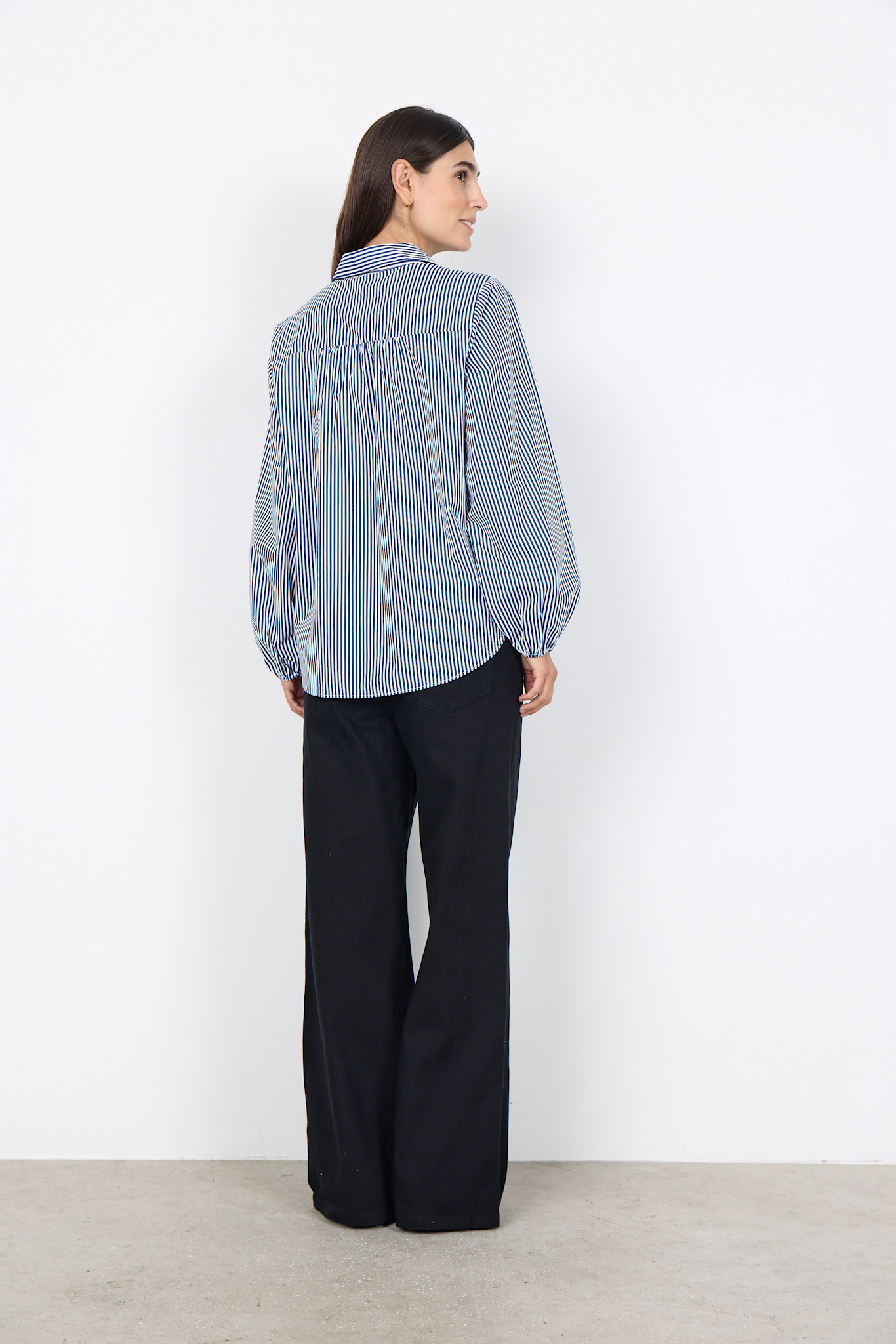 Ladies Woven Blouse Navy Combi