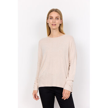Cream Melange Knitted Tshirt Longsleeve