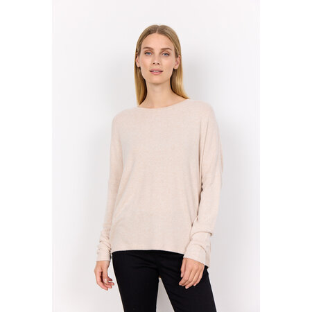 Cream Melange Knitted Tshirt Longsleeve