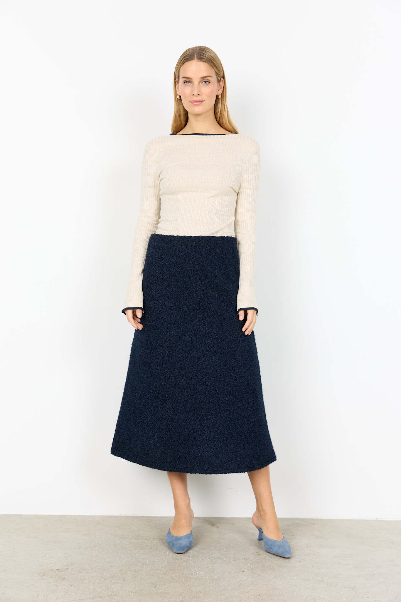 Cream Melange Combi Tshirt