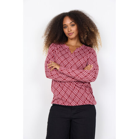 Dark Red Pattern Top Longsleeve