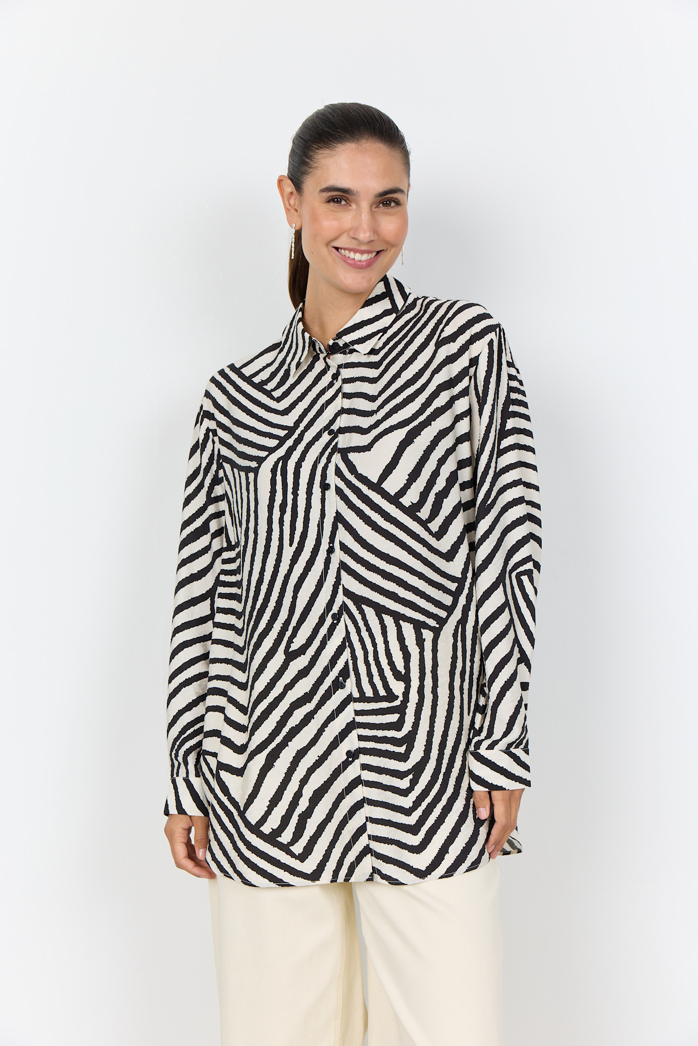 Black Combi Pattern Woven Blouse