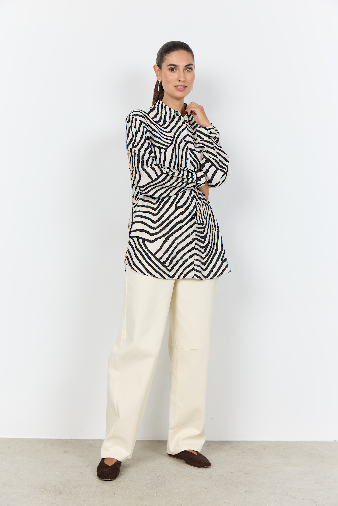 Black Combi Pattern Woven Blouse