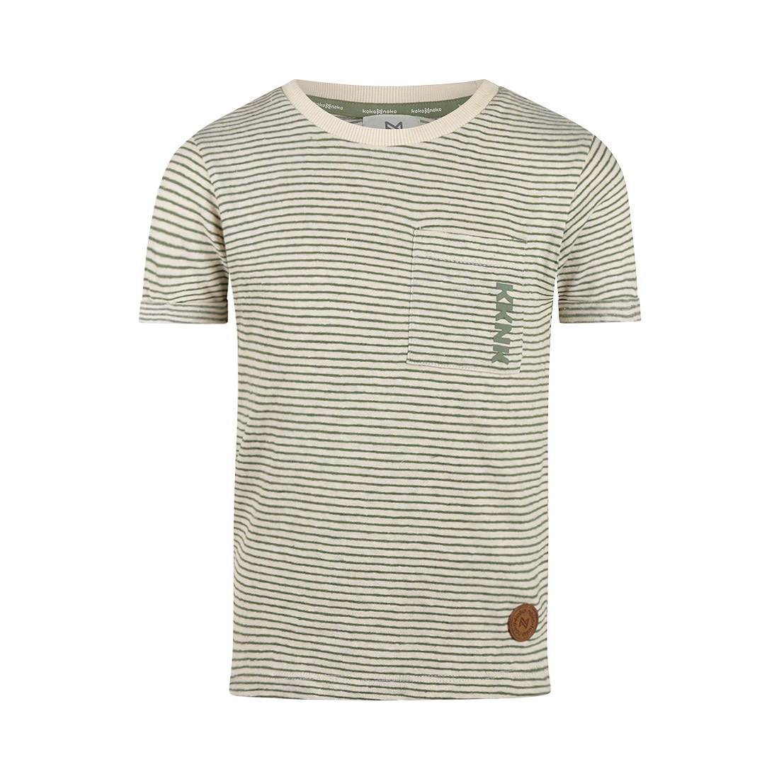 Tshirt Long Back Olive Striped