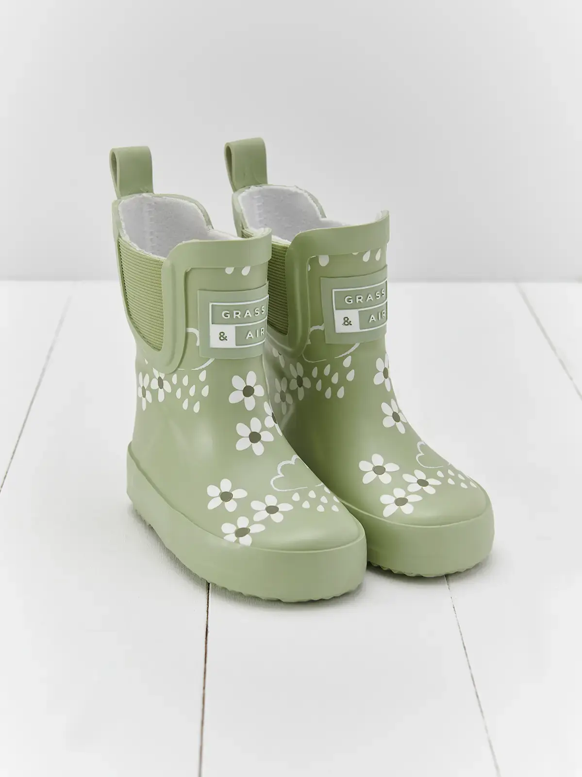 Spring Green Floral Short Colour Changing Kids Boots