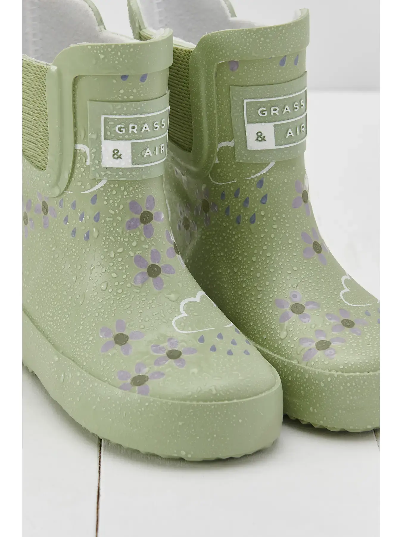 Spring Green Floral Short Colour Changing Kids Boots
