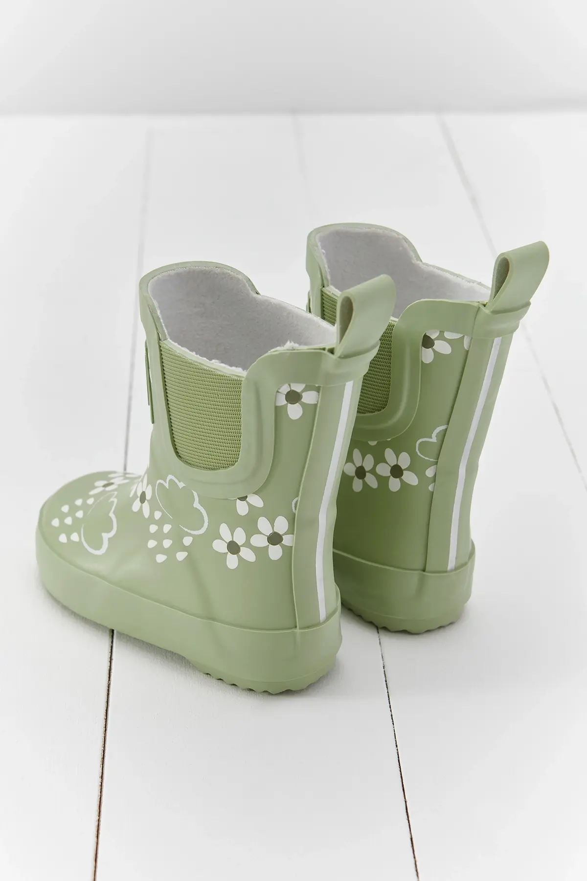 Spring Green Floral Short Colour Changing Kids Boots