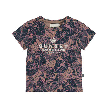 Navy Tshirt Leaves Old Pink