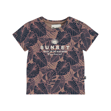 Navy Tshirt Leaves Old Pink