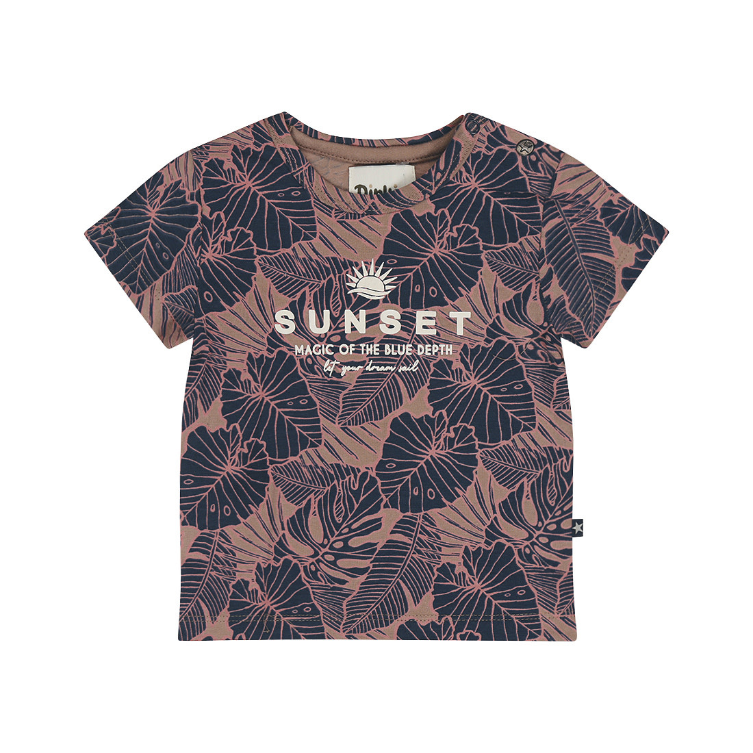 Navy Tshirt Leaves Old Pink