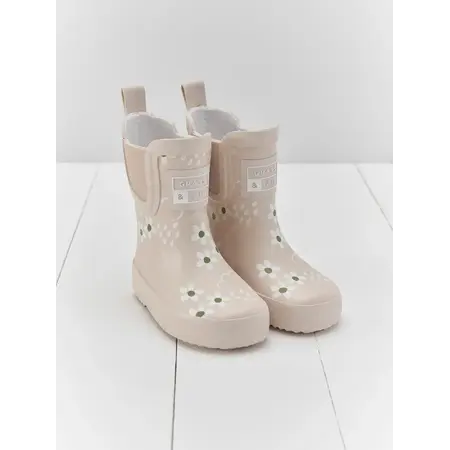 Cream Floral Short Colour Changing Kids Boots