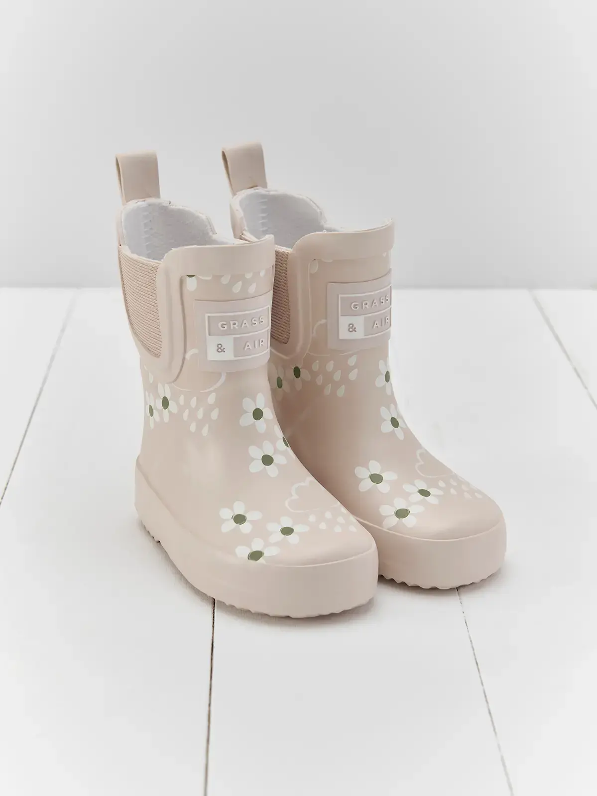 Cream Floral Short Colour Changing Kids Boots