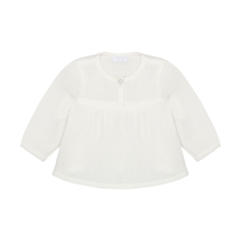 Blouse White Flower Button