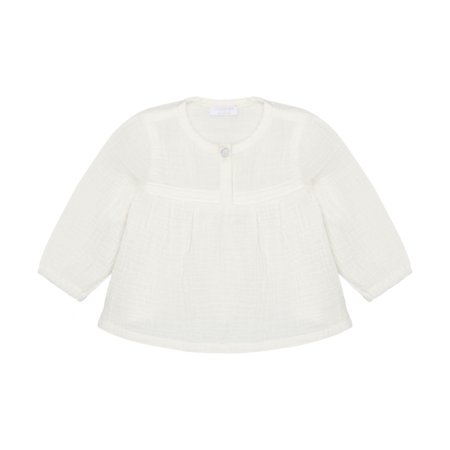 Blouse White Flower Button