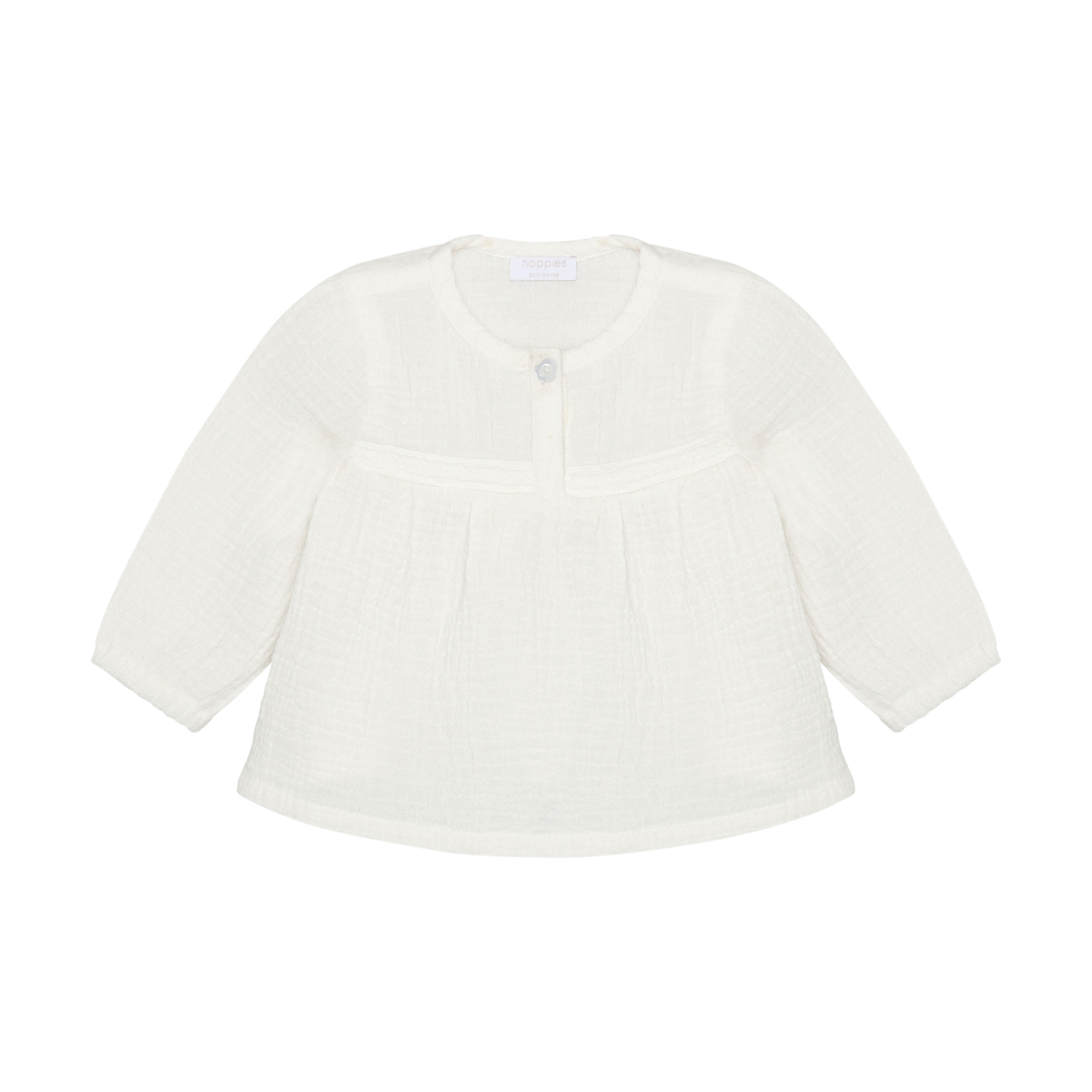 Blouse White Flower Button