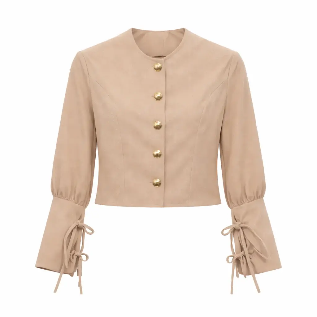 Jacket Top Bows Gold Details Navy/Beige/Black