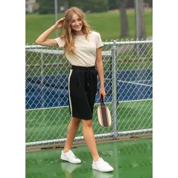Nina Side Stripe Skirt Black