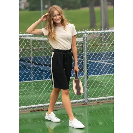Nina Side Stripe Skirt Black