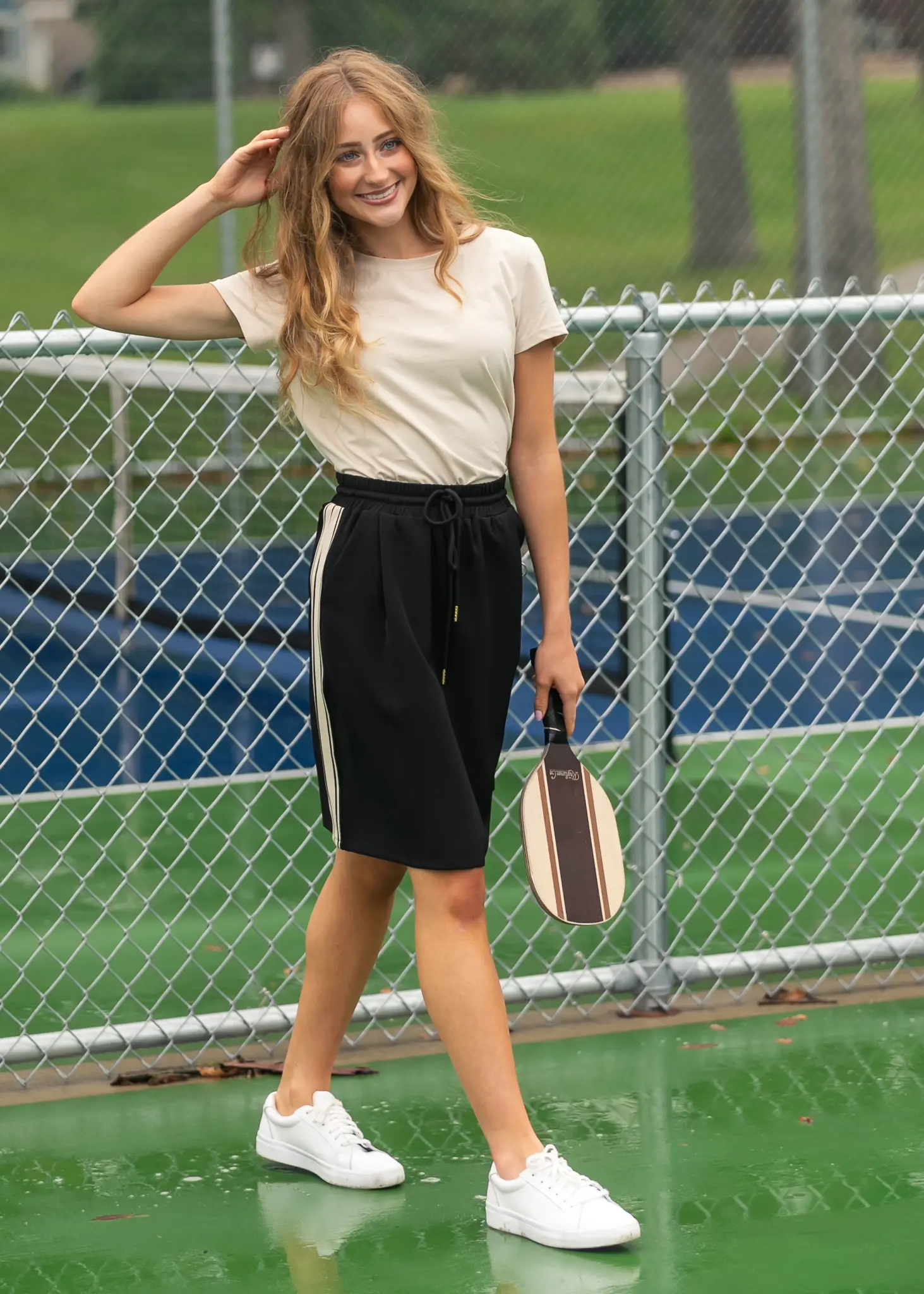 Nina Side Stripe Skirt Black