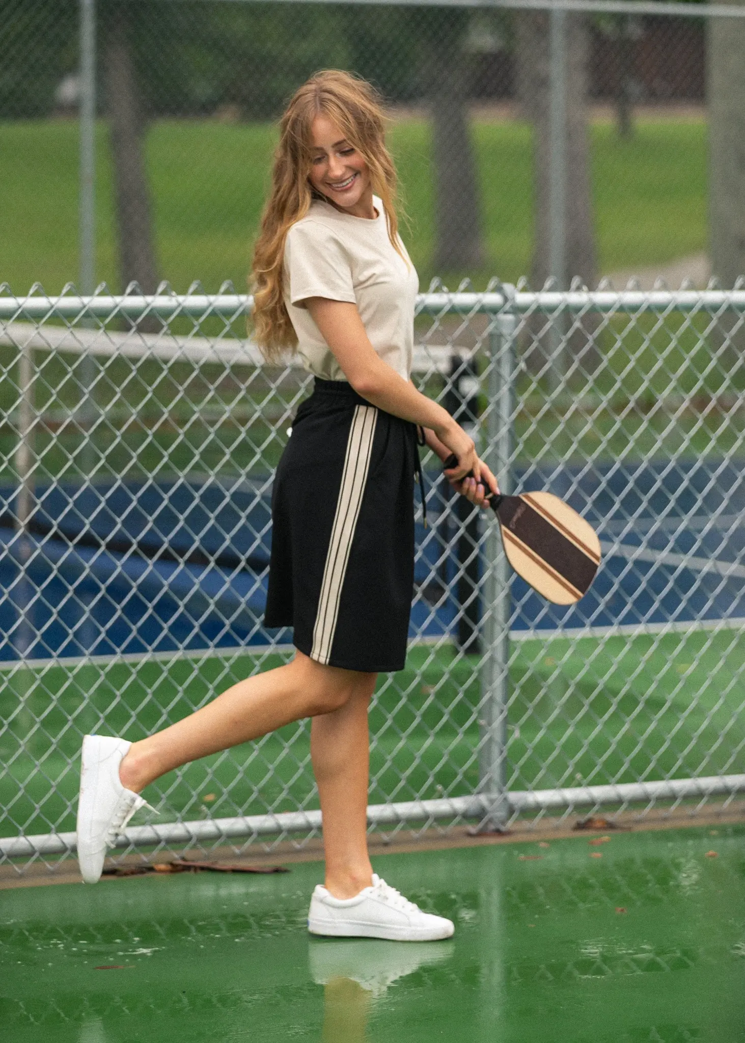 Nina Side Stripe Skirt Black