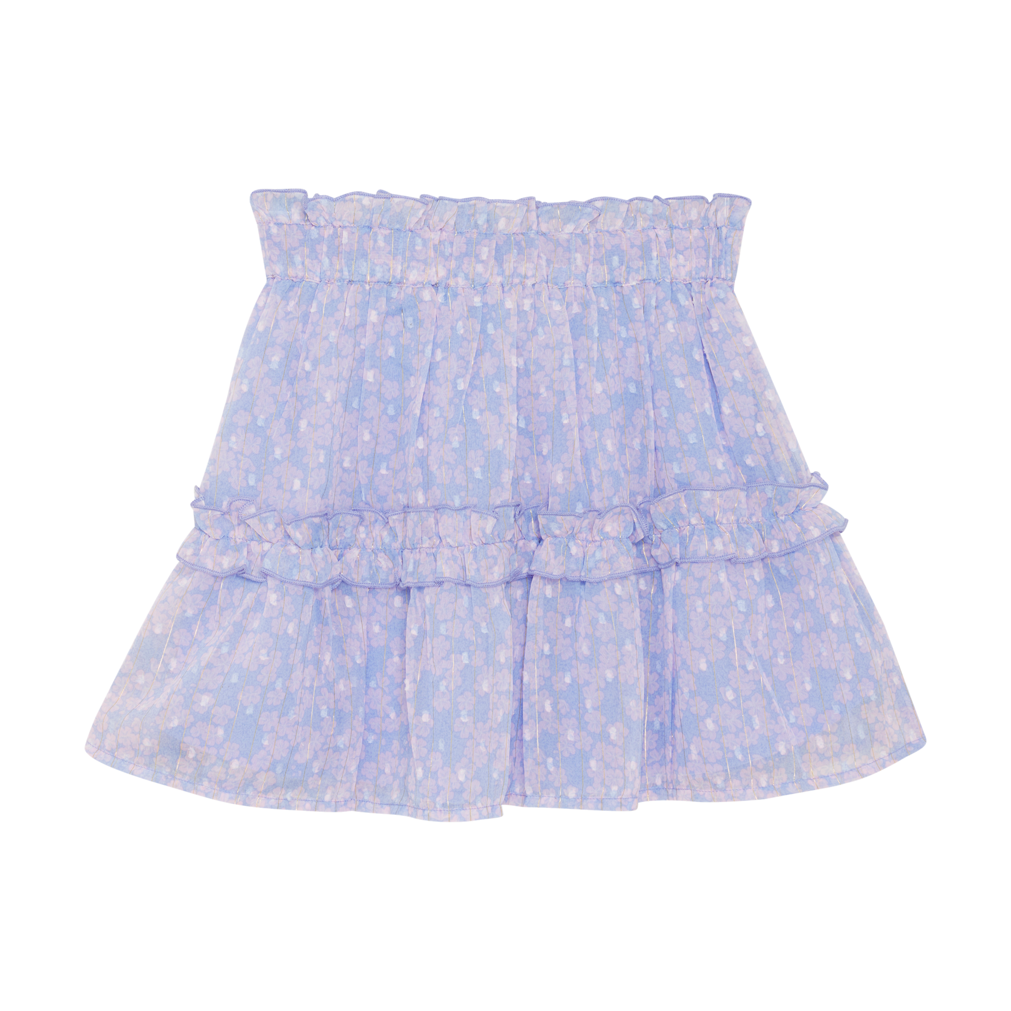 Skirt Lurex Stripe Flowers Blue Purple