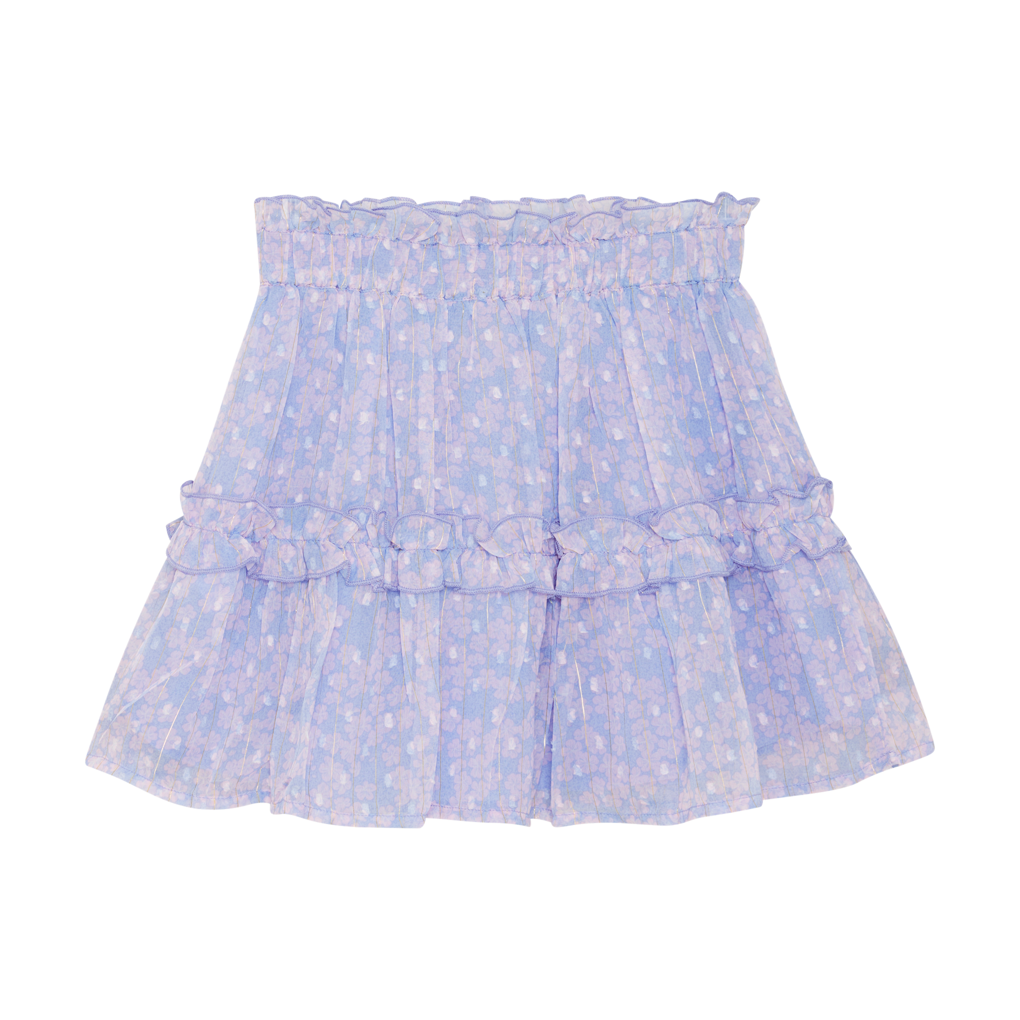 Skirt Lurex Stripe Flowers Blue Purple