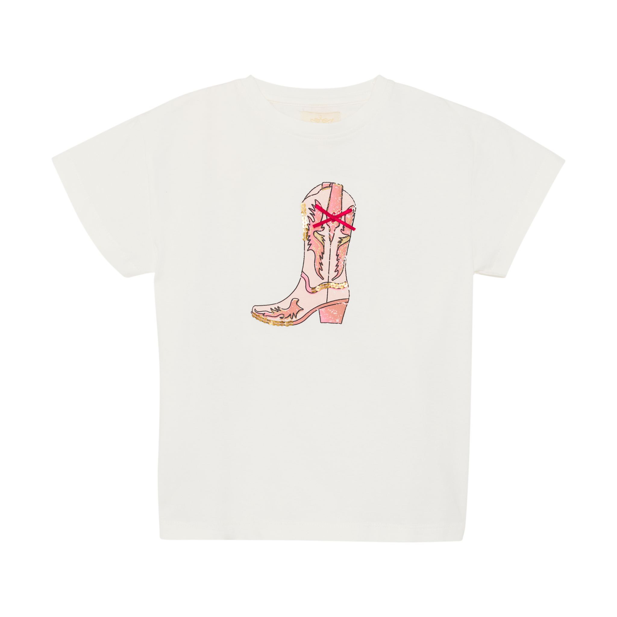 Tshirt White Pink Cowboy Boot