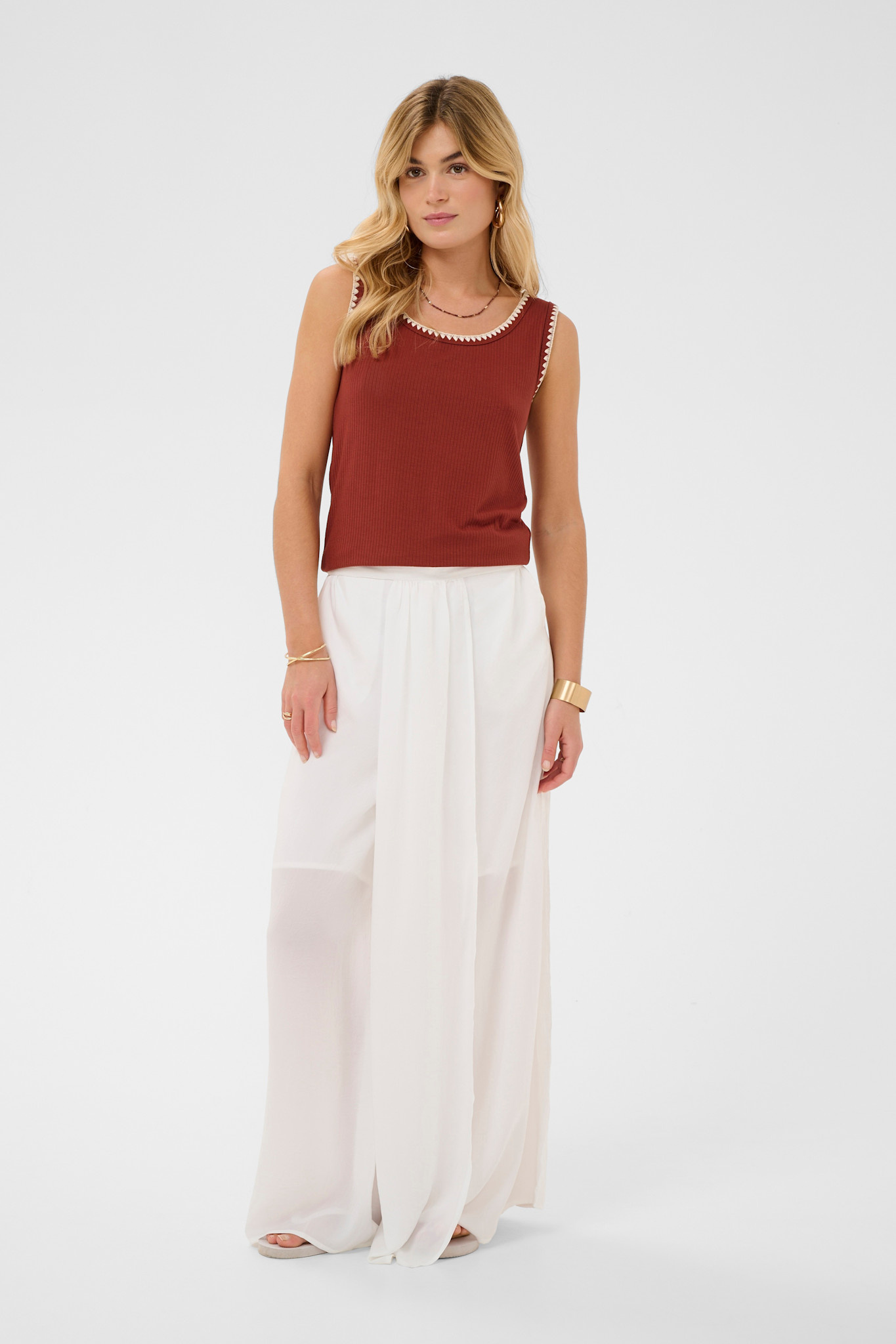 CRRibba Top White/Burgundy