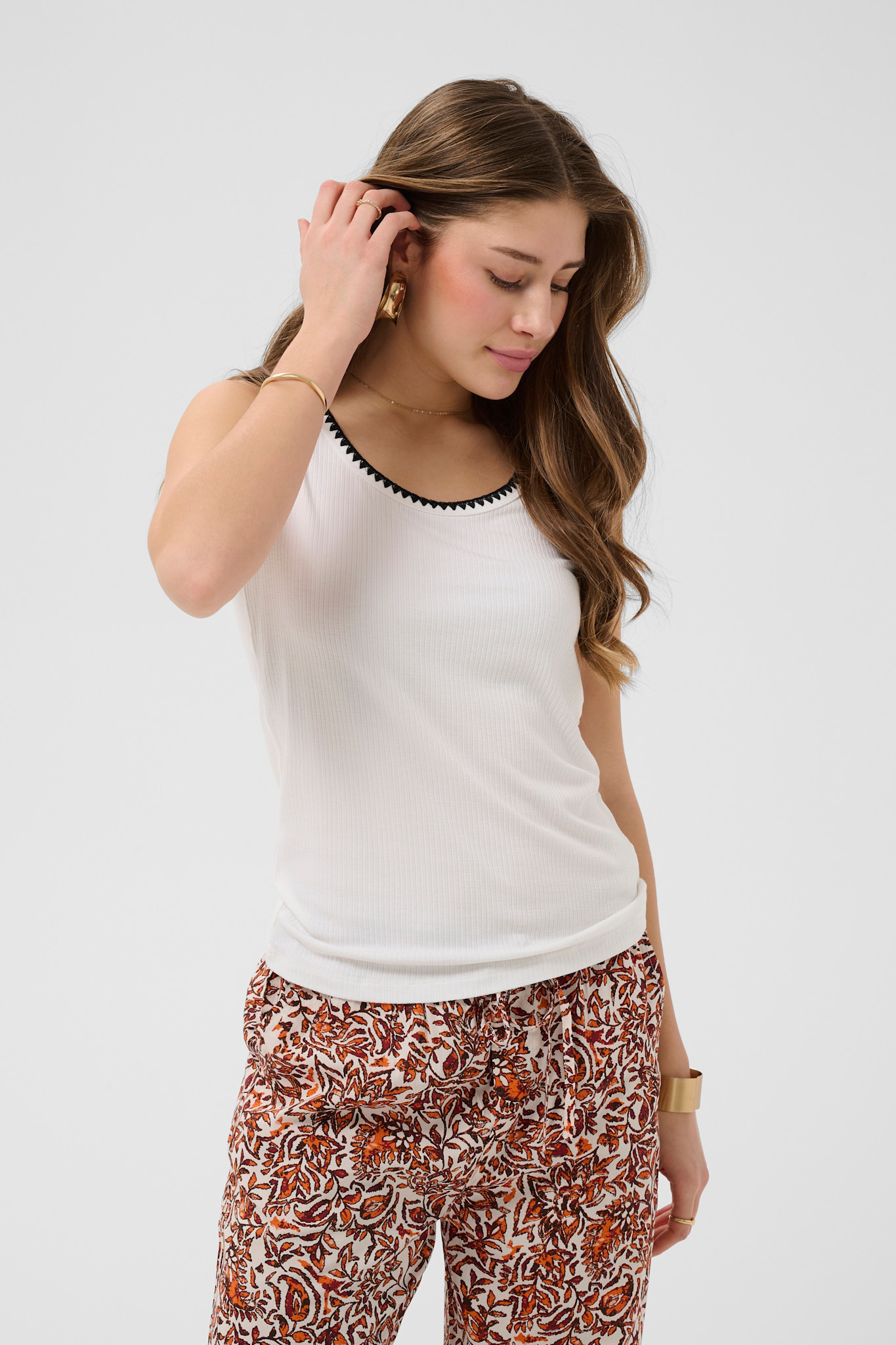 CRRibba Top White/Burgundy