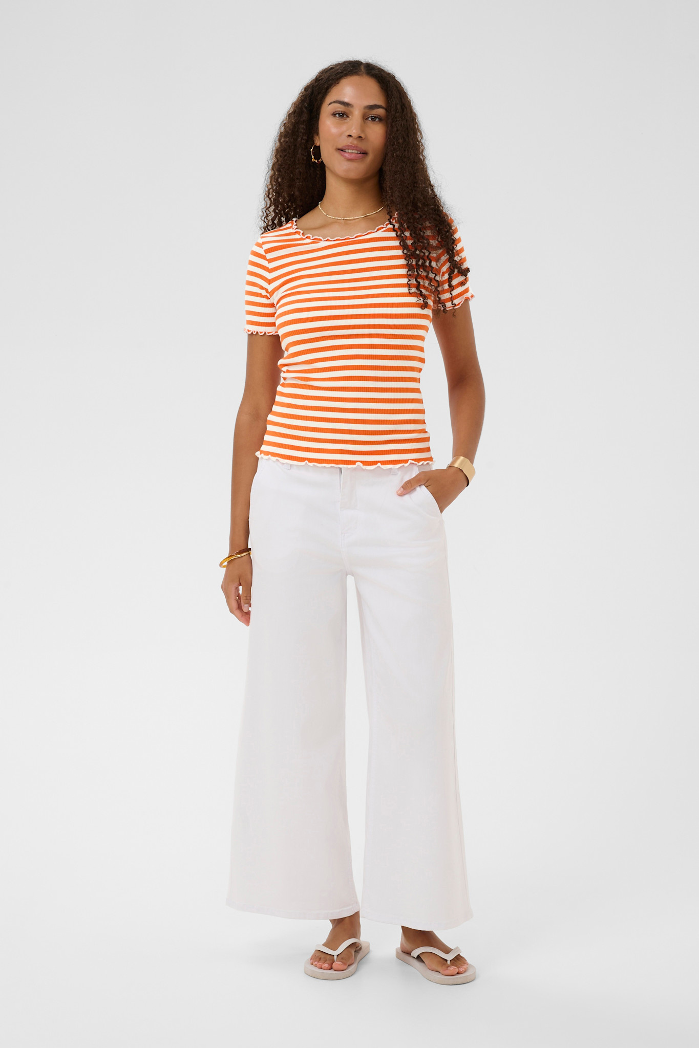 CRRibba stripe Tshirt Apricot/Orange