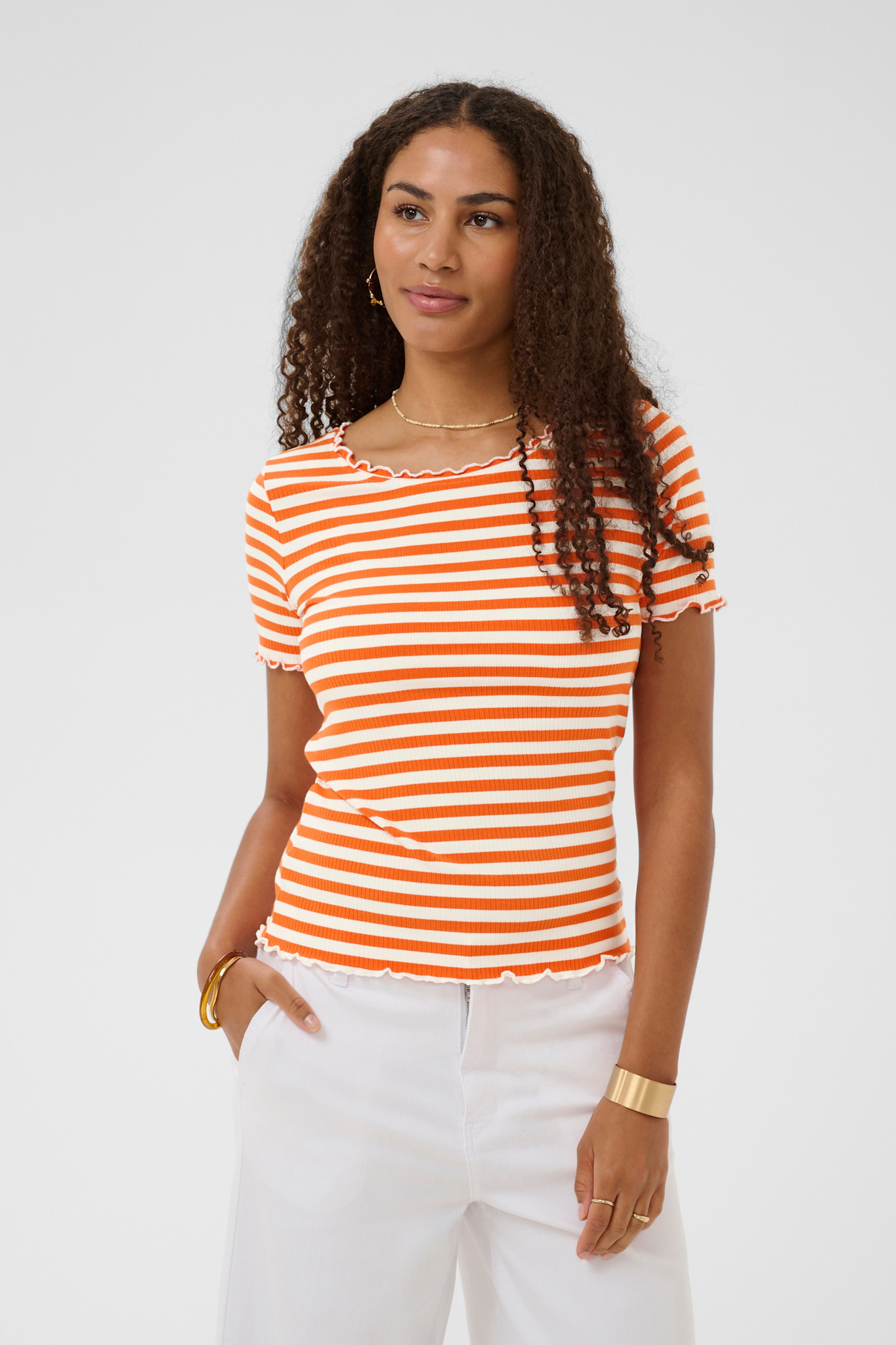 CRRibba stripe Tshirt Apricot/Orange