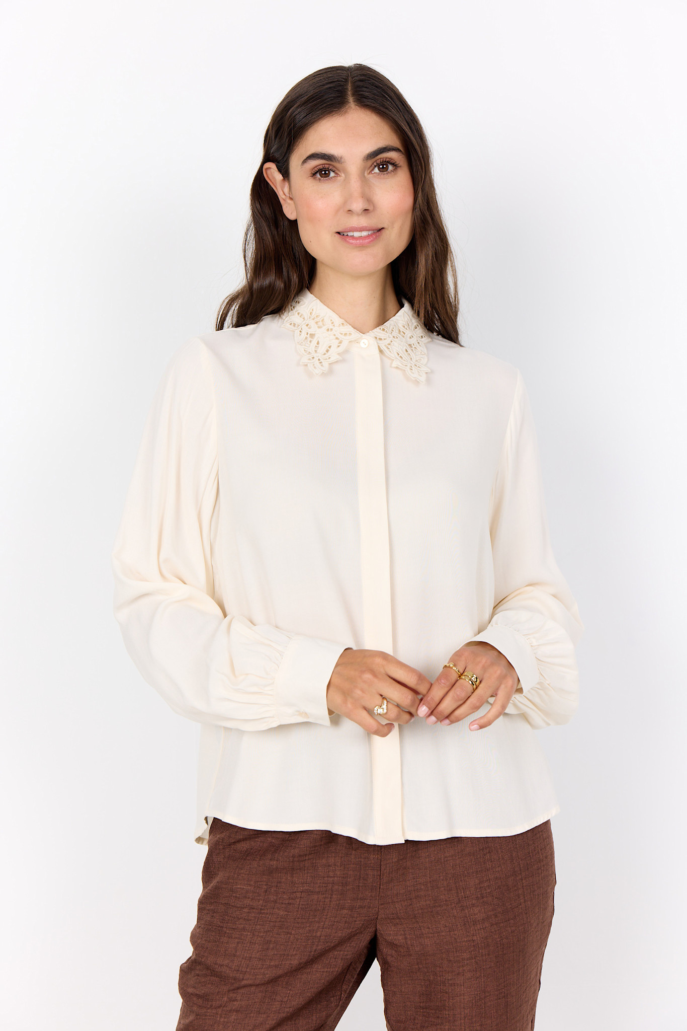 Cream Blouse Collar Details