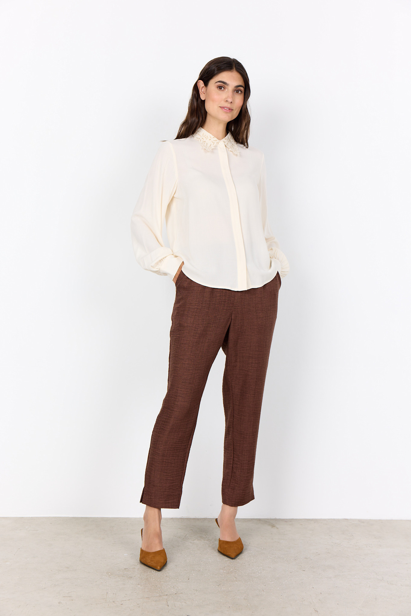 Cream Blouse Collar Details