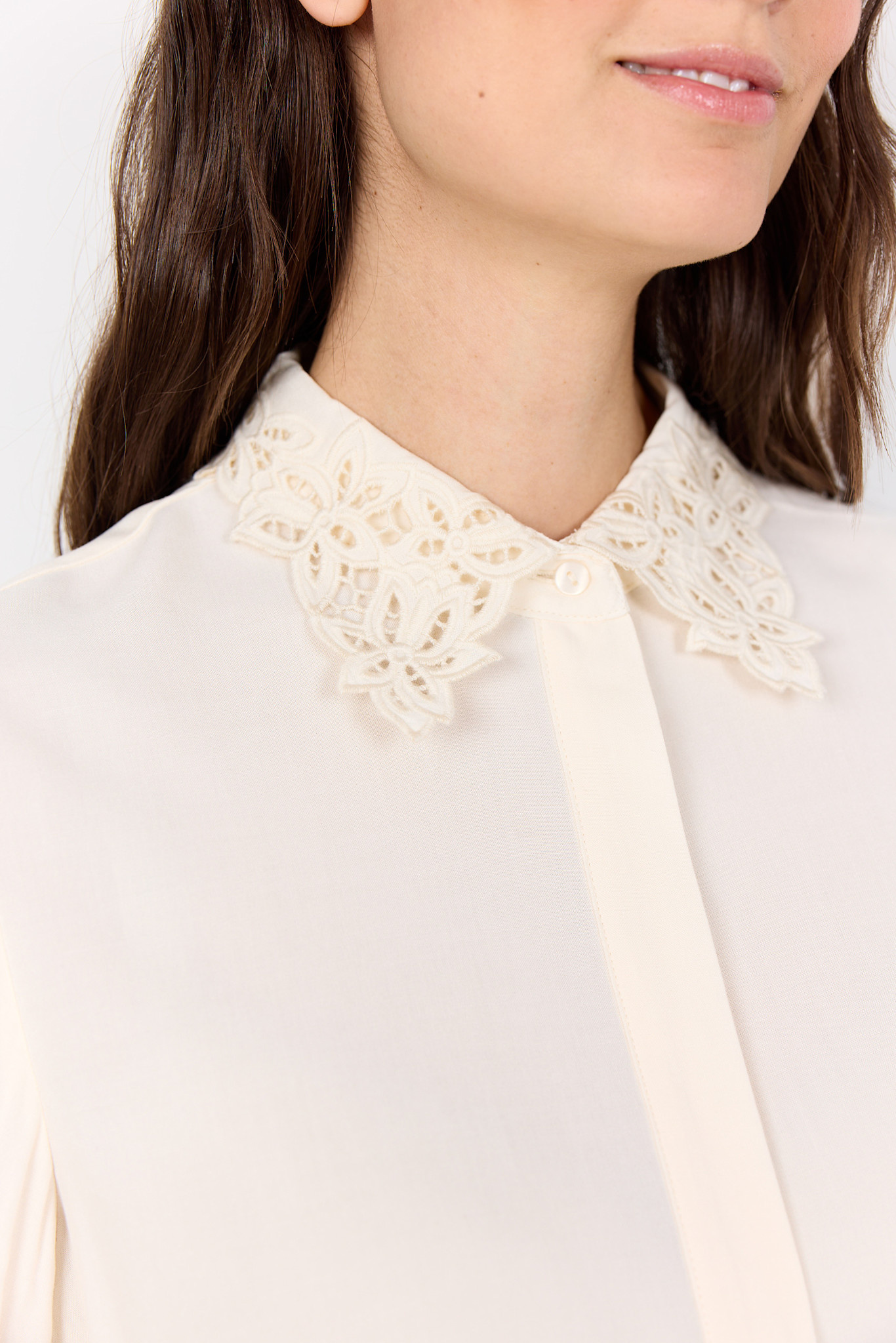 Cream Blouse Collar Details