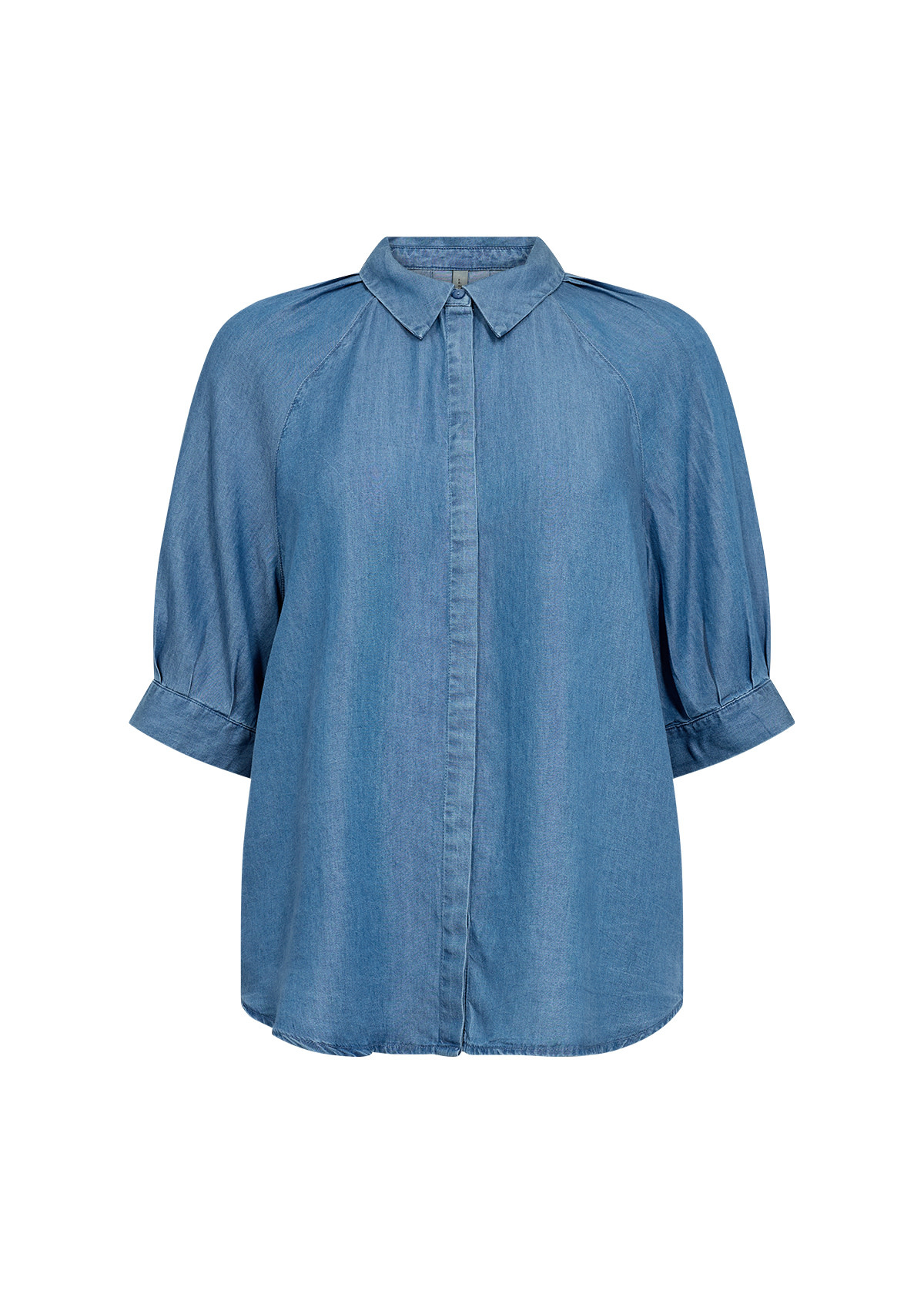 Medium Blue Denim Blouse Short Sleeve