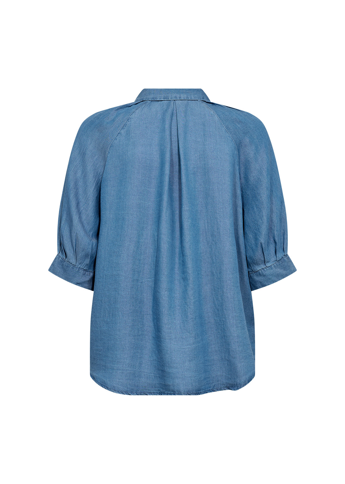 Medium Blue Denim Blouse Short Sleeve