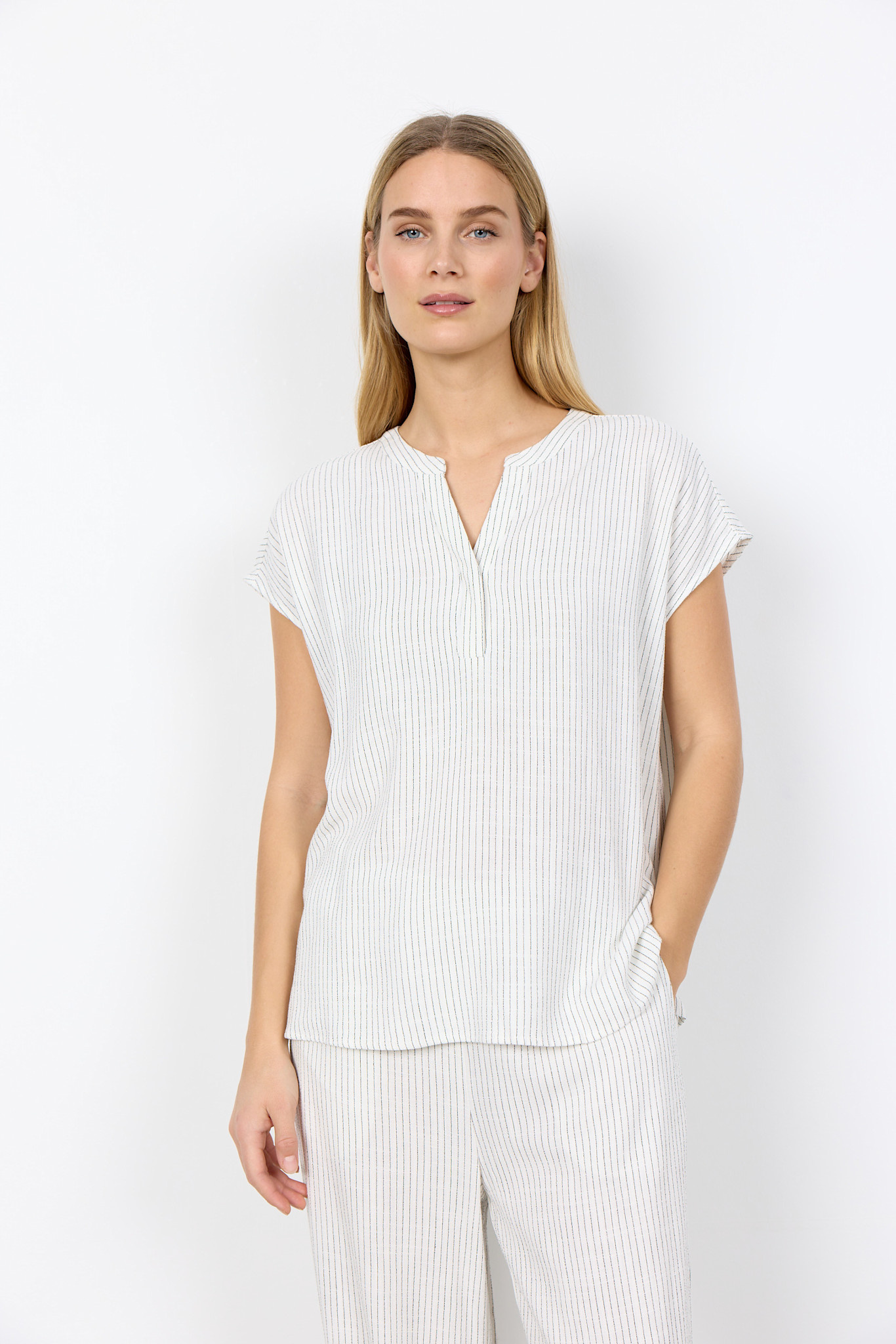 Linen Blouse Offwhite Combi
