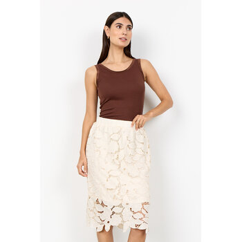 Woven Skirt Cream Flower Detail