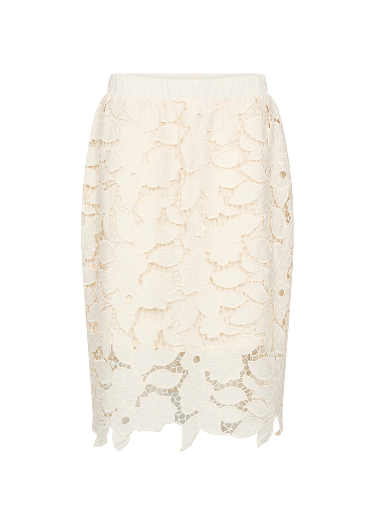 Woven Skirt Cream Flower Detail