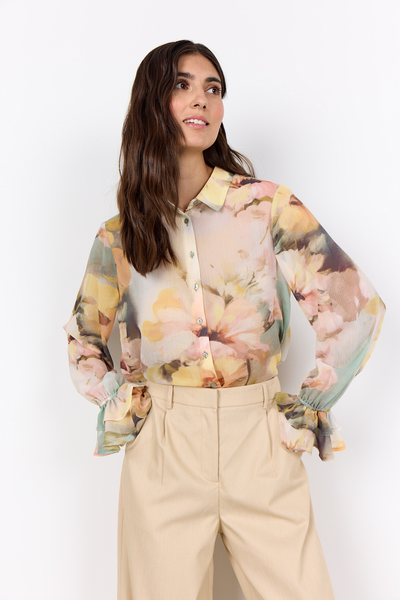 Flowered Pastel Woven Blouse