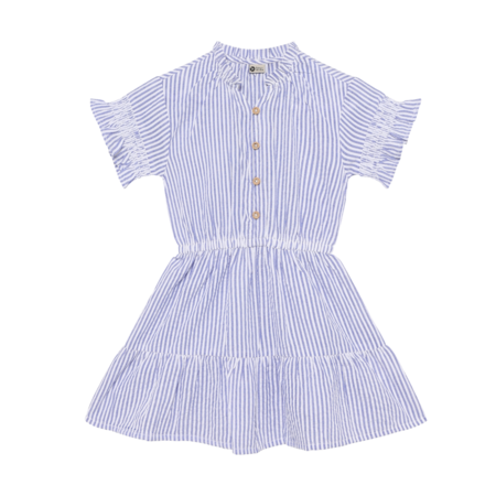 Dress Striped Ruffle Blue