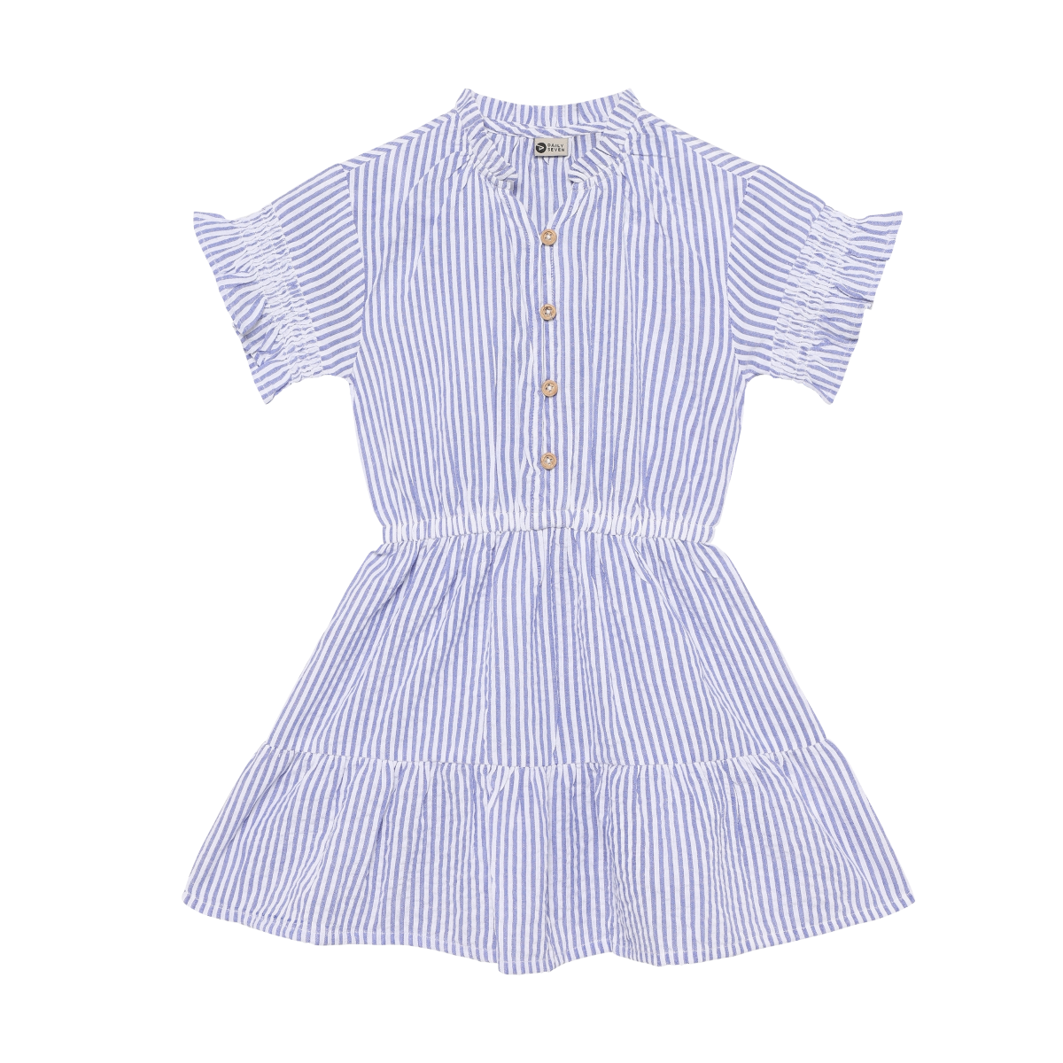 Dress Striped Ruffle Blue