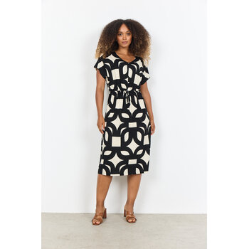 Black White Pattern Knitted Dress