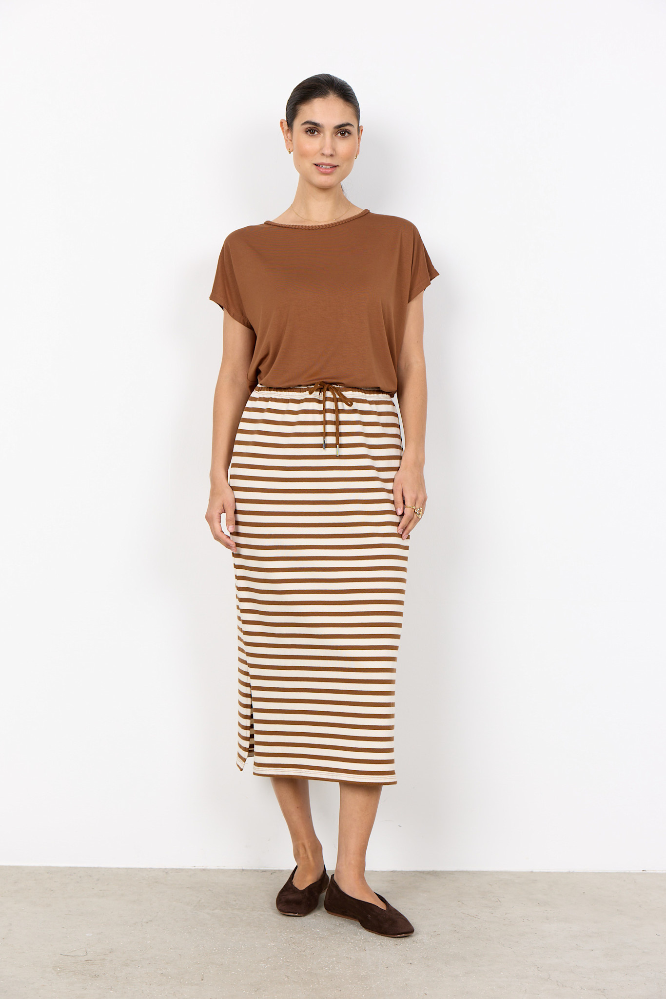 Knitted Skirt Striped Toffee Combi