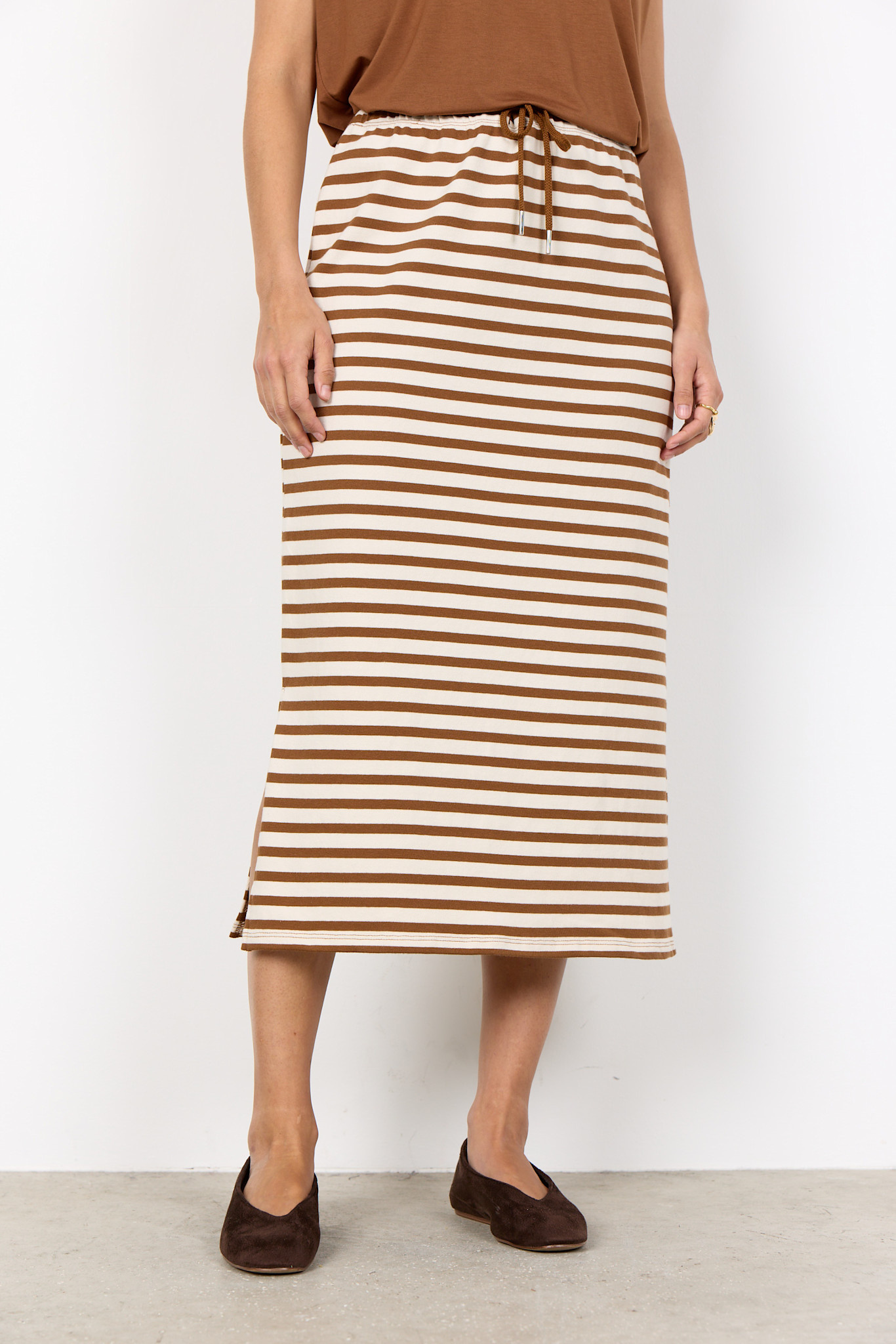 Knitted Skirt Striped Toffee Combi