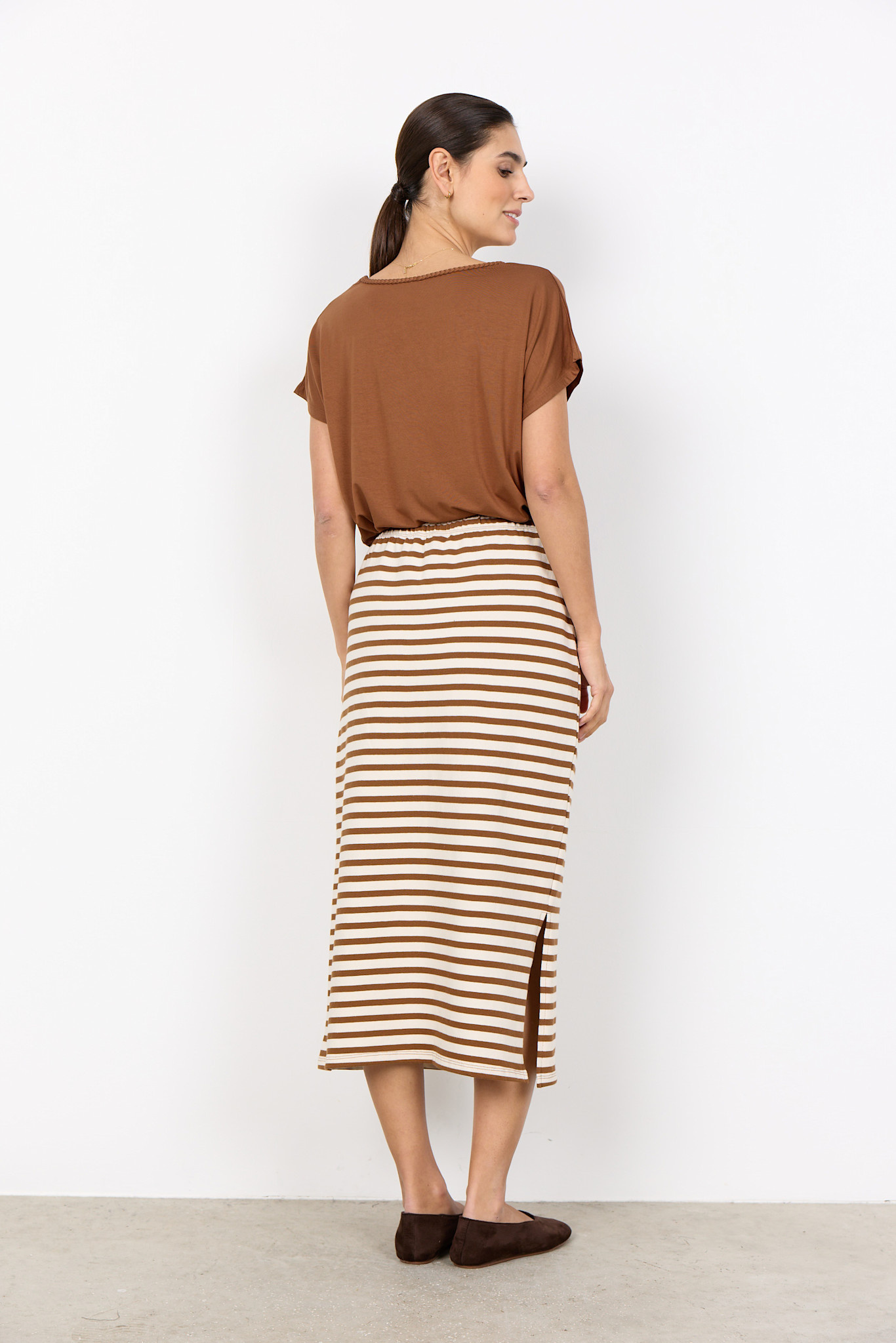 Knitted Skirt Striped Toffee Combi