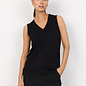 Knitted Tshirt Neck Detail Sleeveless Black